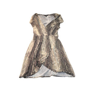Express Women's Brown Snake Skin Print V Neck Jersey Knit Dress Size Small